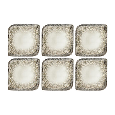 Spazio 8.75" x 8.75" Square Decorated Vitrified Plate (Set of 6)