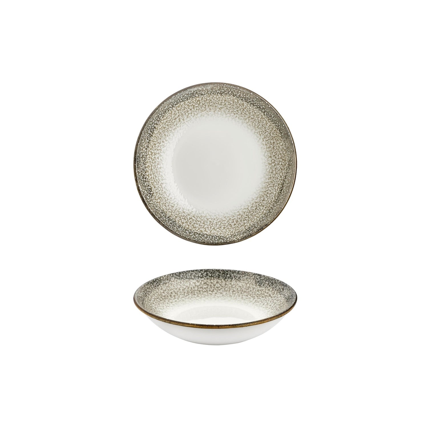 Spazio dia.8.25" h:1.25" 27 oz. Round Decorated Vitrified Deep Plate (Set of 6)