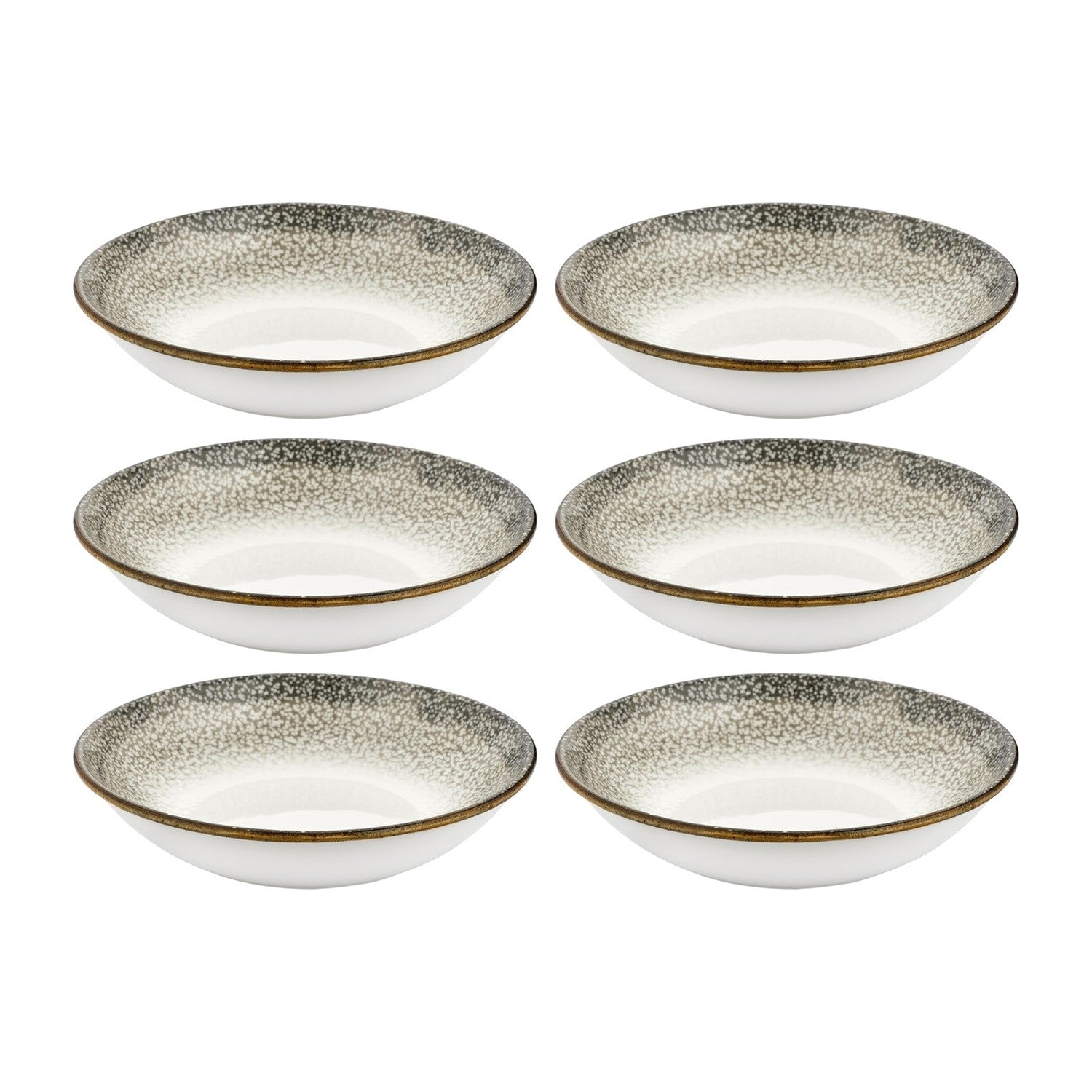 Spazio dia.8.25" h:1.25" 27 oz. Round Decorated Vitrified Deep Plate (Set of 6)