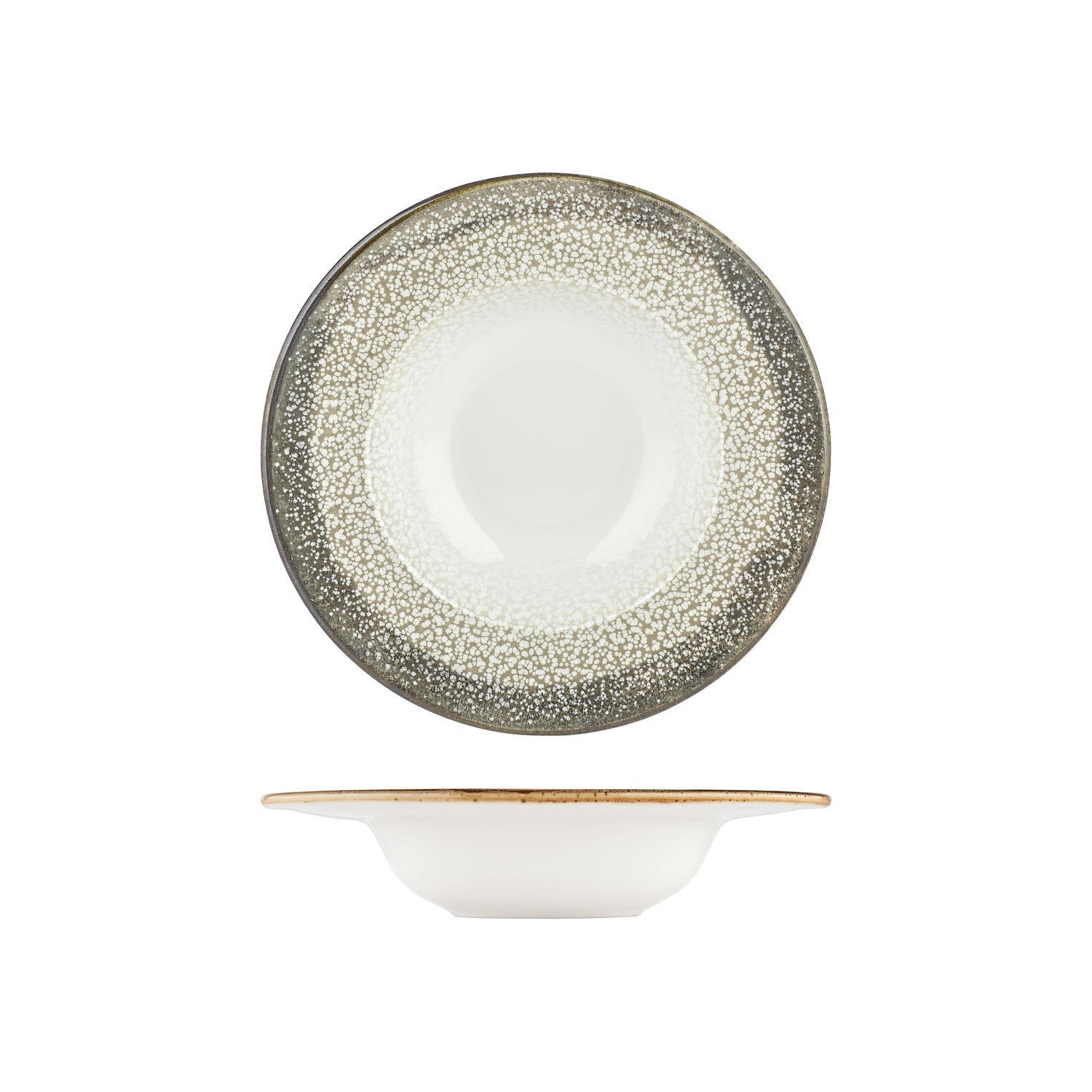 Spazio dia.11" h:2.25" 16 oz. Round Decorated Vitrified Deep Plate (Set of 6)