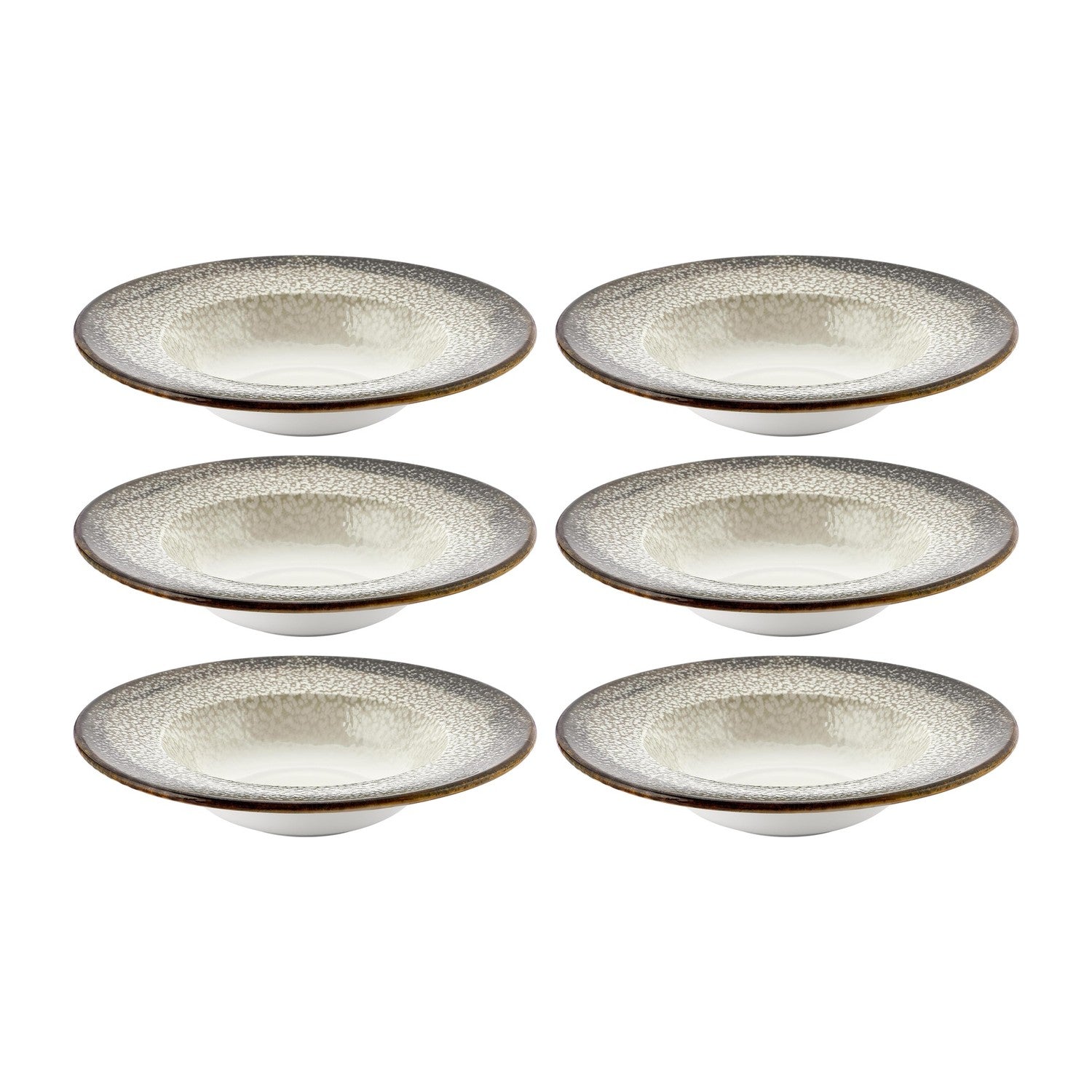 Spazio dia.11" h:2.25" 16 oz. Round Decorated Vitrified Deep Plate (Set of 6)