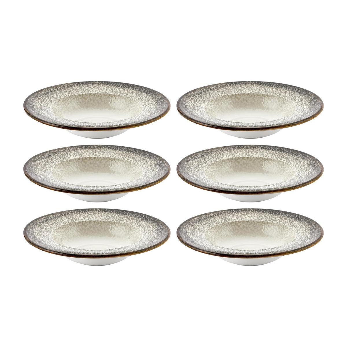 Spazio dia.11" h:2.25" 16 oz. Round Decorated Vitrified Deep Plate (Set of 6)