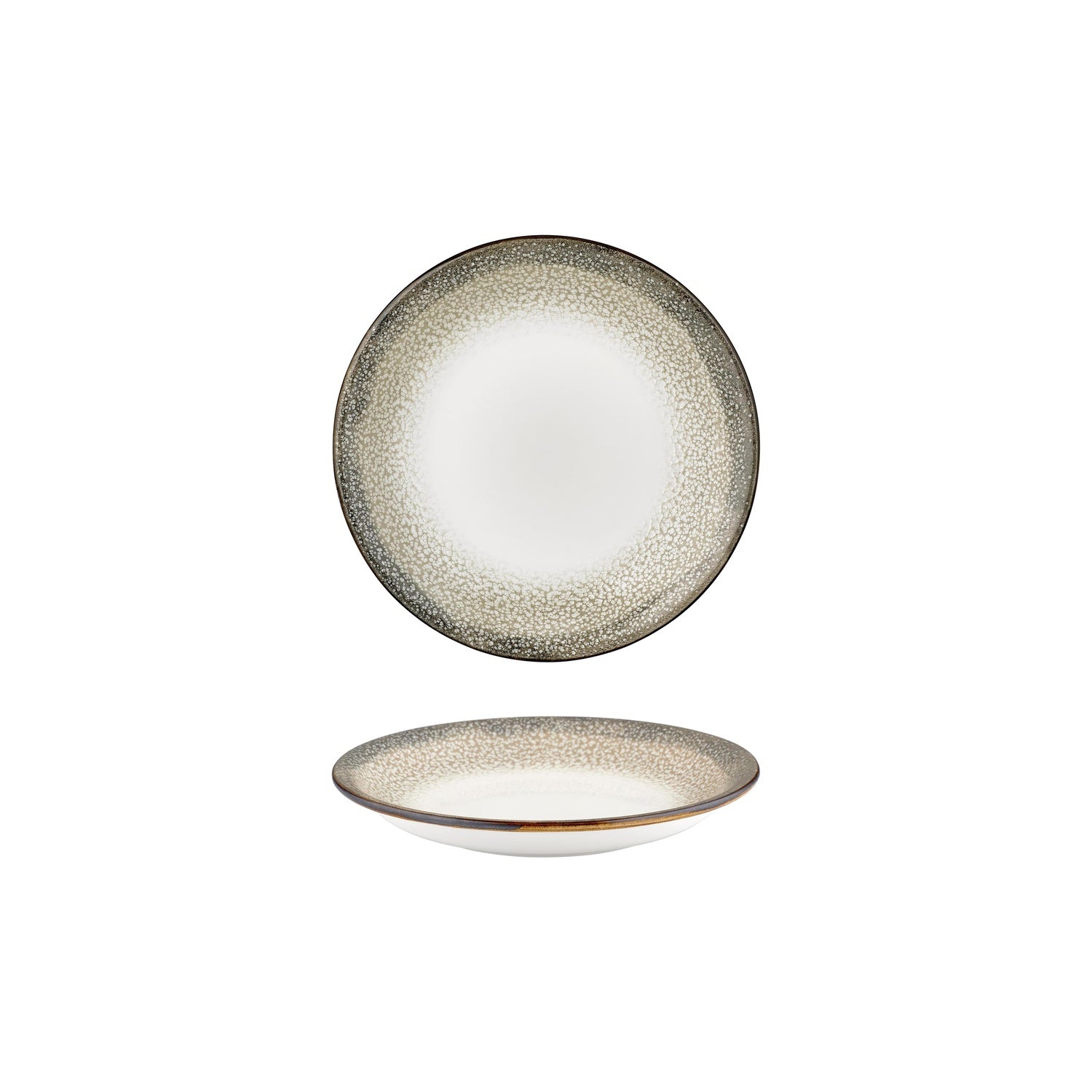 Spazio dia.8.25" h:0" 17 oz. Round Decorated Vitrified Deep Plate (Set of 4)