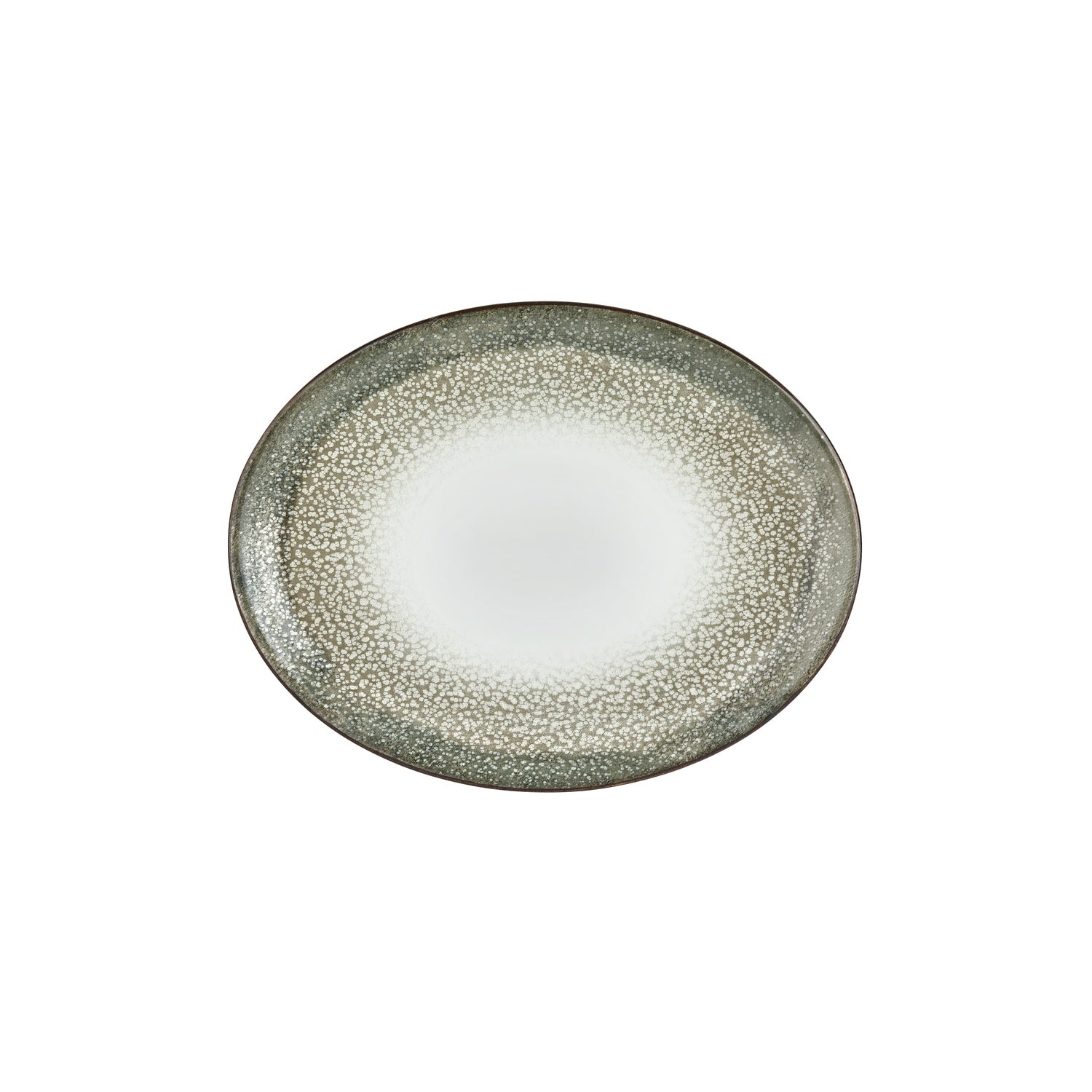 Spazio 12.25" x 9.5" x h:1" Oval Green Vitrified Platter (1 each)