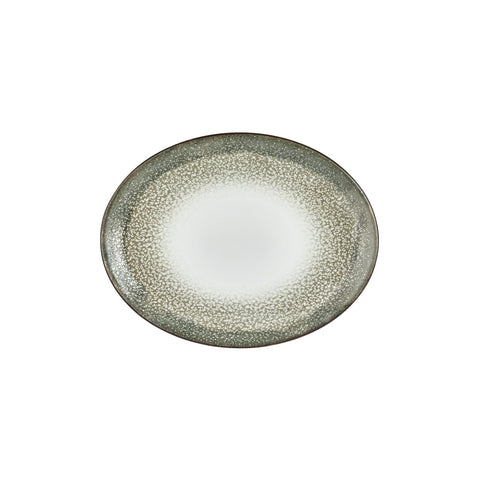 Spazio 12.25" x 9.5" x h:1" Oval Green Vitrified Platter (1 each)