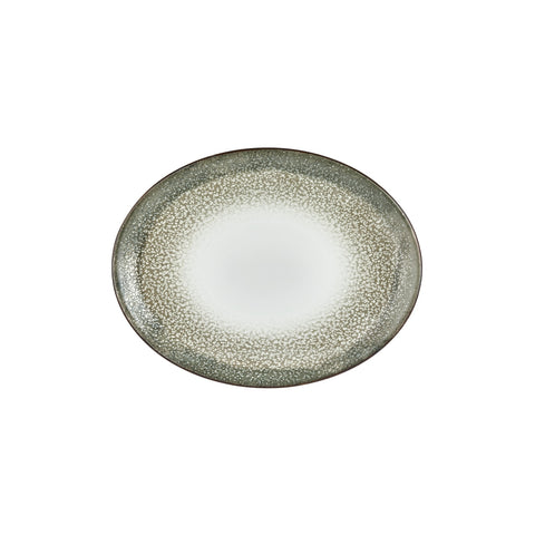 Spazio 12.25" x 9.5" x h:1" Oval Green Vitrified Platter (1 each)