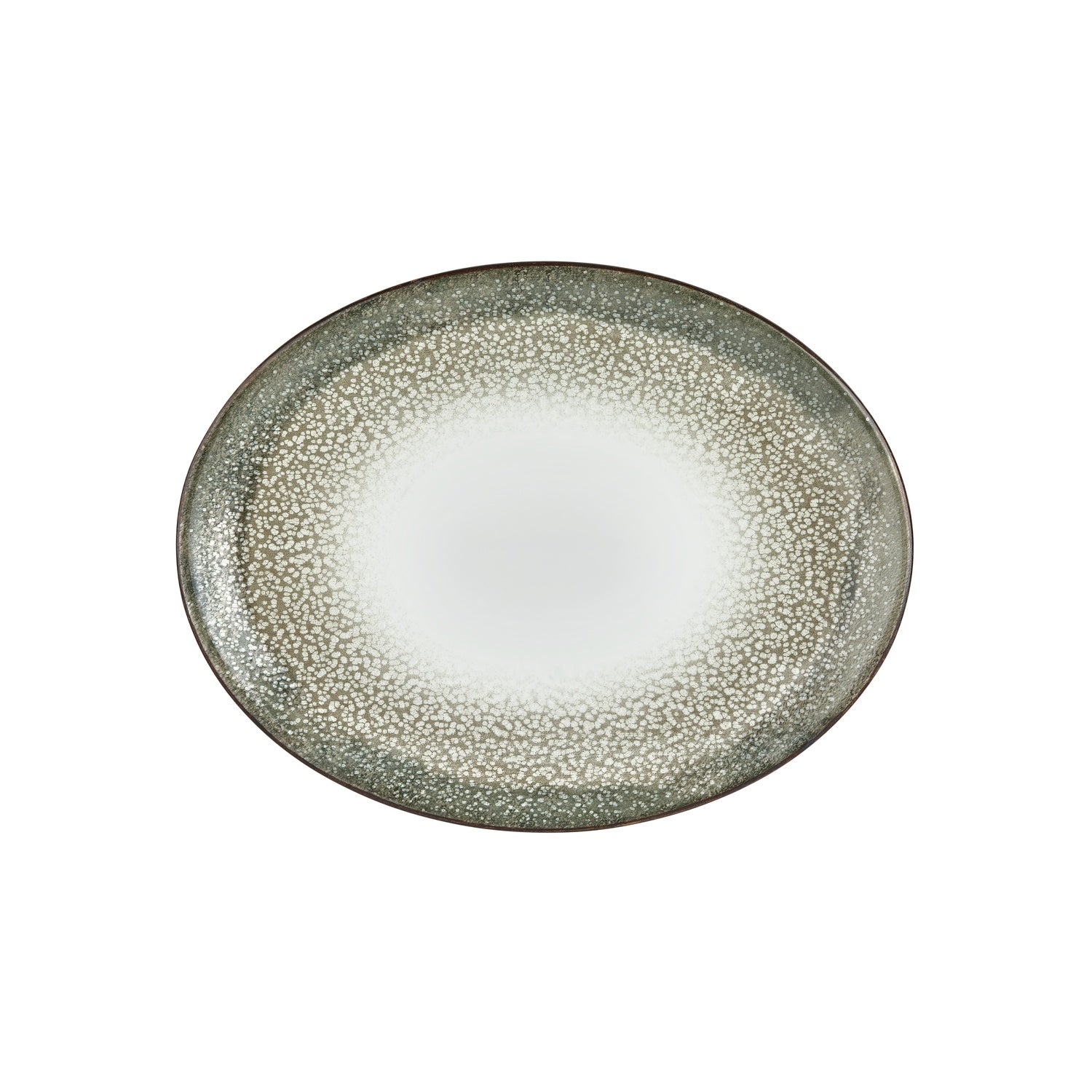 Spazio 14.25" x 11" x h:1.25" Oval Green Vitrified Platter (1 each)