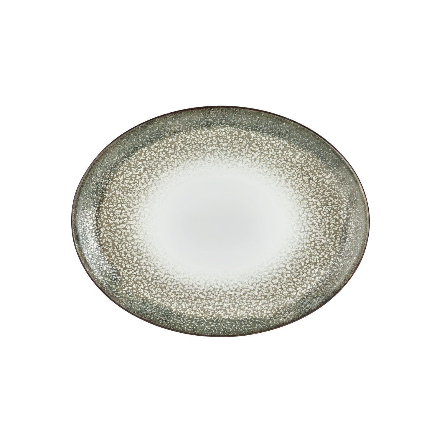 Spazio 14.25" x 11" x h:1.25" Oval Green Vitrified Platter (1 each)