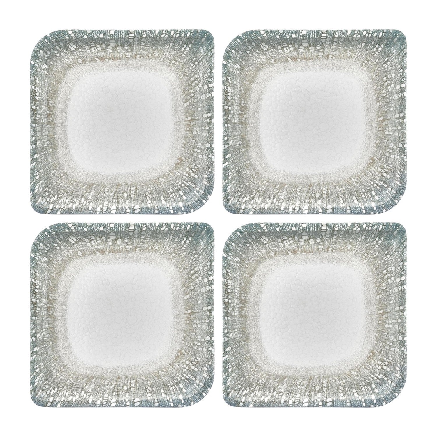 Vista 6" x 6" Square Green Vitrified Plate (Set of 4)