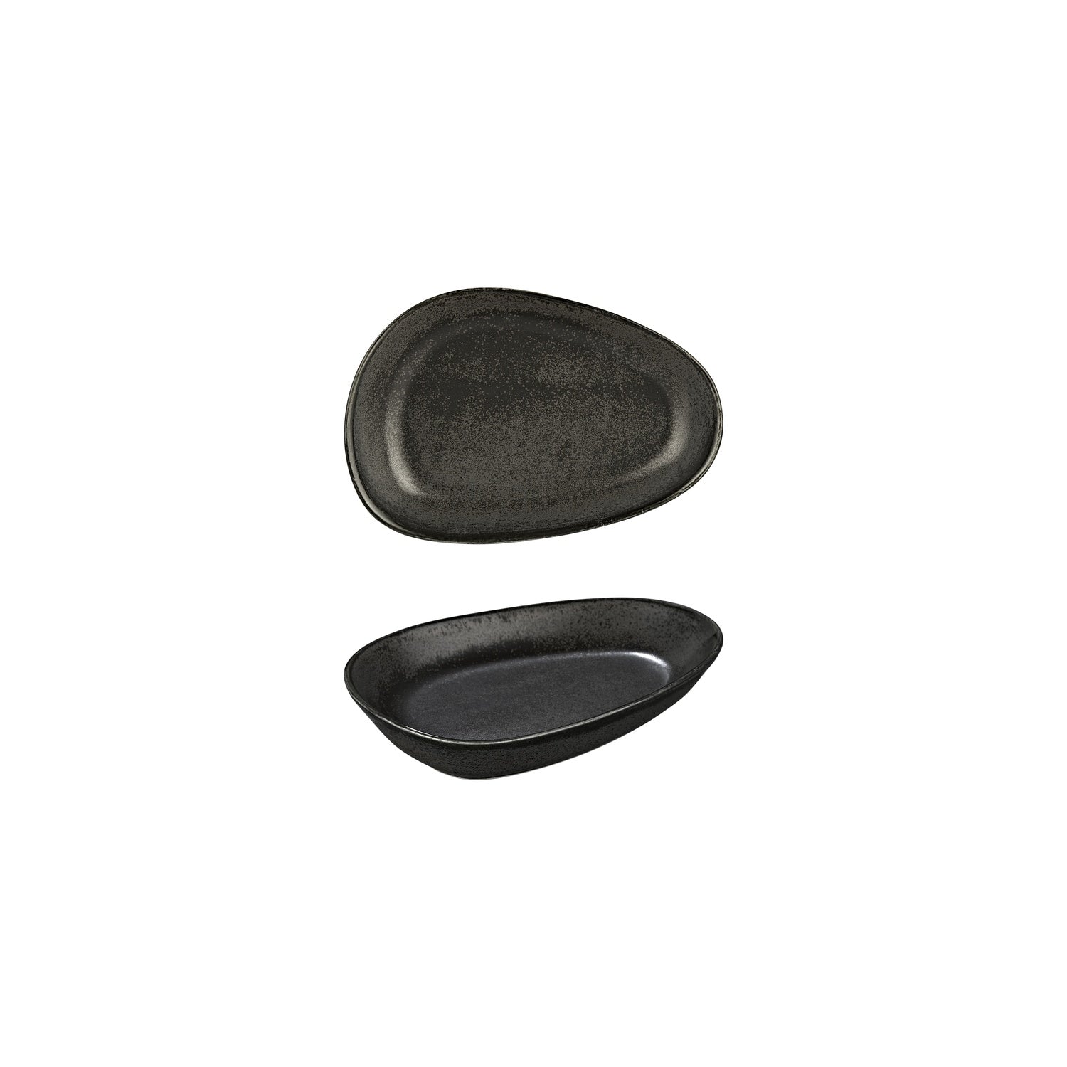 Vision 7.5" x 4.75" x h:1.5" Organic Black Vitrified Platter (1 each)