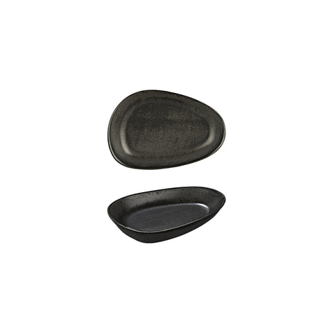 Vision 7.5" x 4.75" x h:1.5" Organic Black Vitrified Platter (1 each)