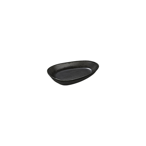 Vision 7.5" x 4.75" x h:1.5" Organic Black Vitrified Platter (1 each)