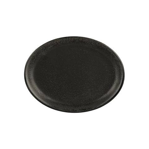 Vision 14.25" x 11" x h:1.25" Oval Black Vitrified Platter (1 each)