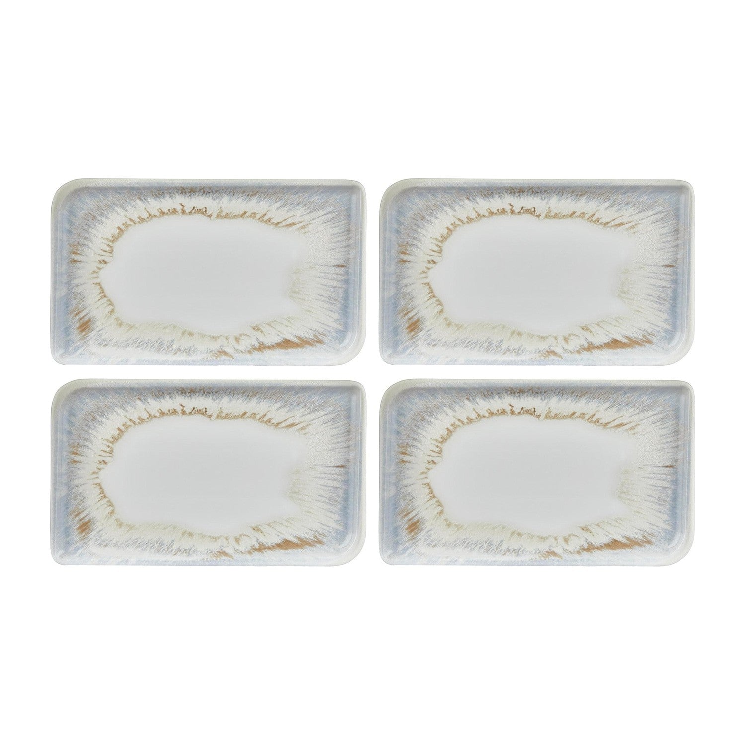 Wave 9.5" x 6" Rectangular Blue Vitrified Plate (Set of 4)