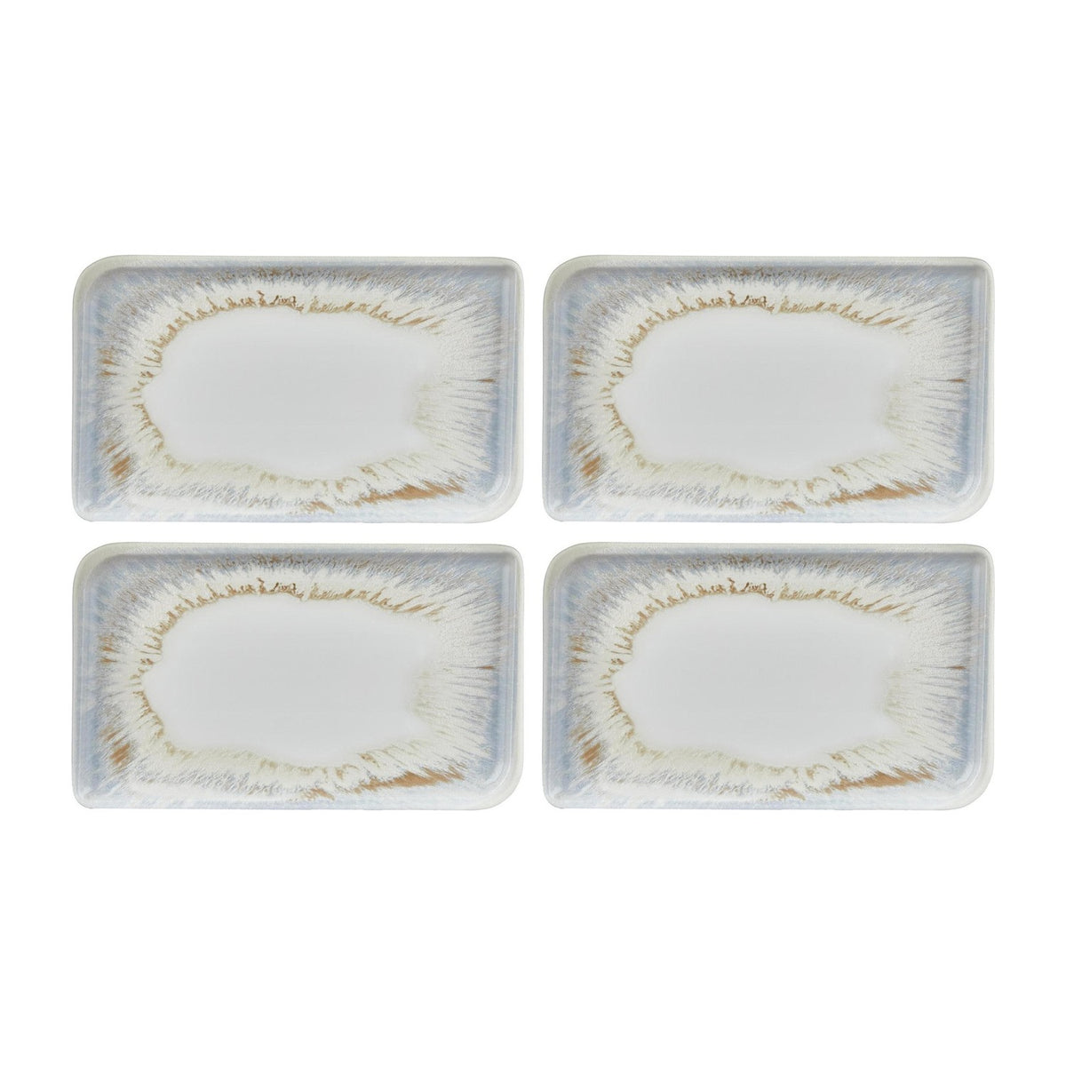 Wave 9.5" x 6" Rectangular Blue Vitrified Plate (Set of 4)