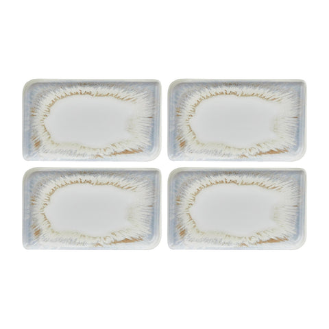 Wave 9.5" x 6" Rectangular Blue Vitrified Plate (Set of 4)