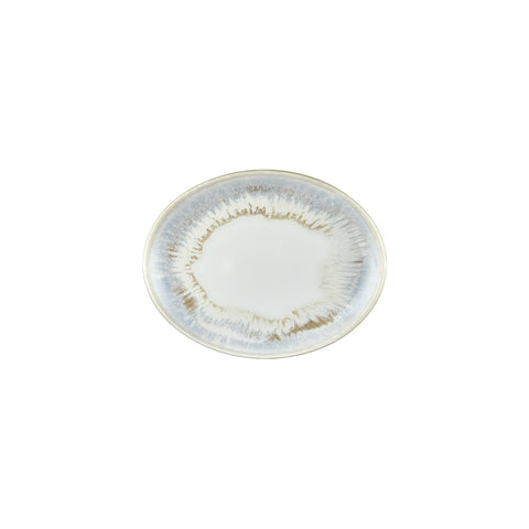 Wave 9.75" x 7.5" x h:1" Oval Blue Vitrified Platter (Set of 4)