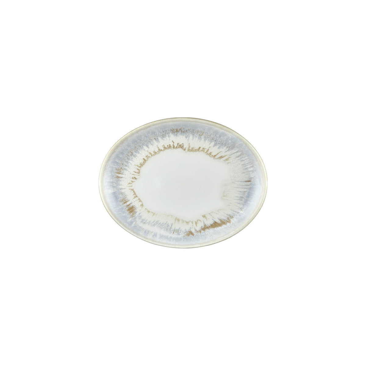 Wave 9.75" x 7.5" x h:1" Oval Blue Vitrified Platter (Set of 4)