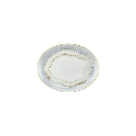 Wave 9.75" x 7.5" x h:1" Oval Blue Vitrified Platter (Set of 4)