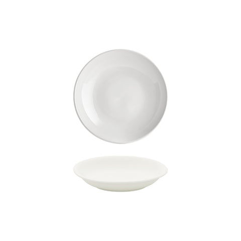 Gourmet dia.8.25" h:0" 17 oz. Round Warm White Vitrified Deep Plate (Set of 4)