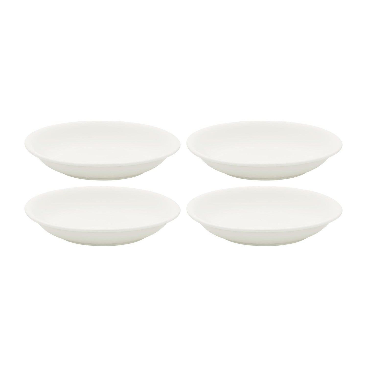 Gourmet dia.8.25" h:0" 17 oz. Round Warm White Vitrified Deep Plate (Set of 4)