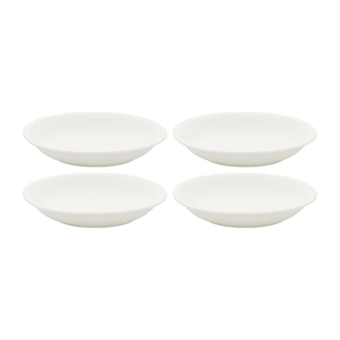 Gourmet dia.8.25" h:0" 17 oz. Round Warm White Vitrified Deep Plate (Set of 4)