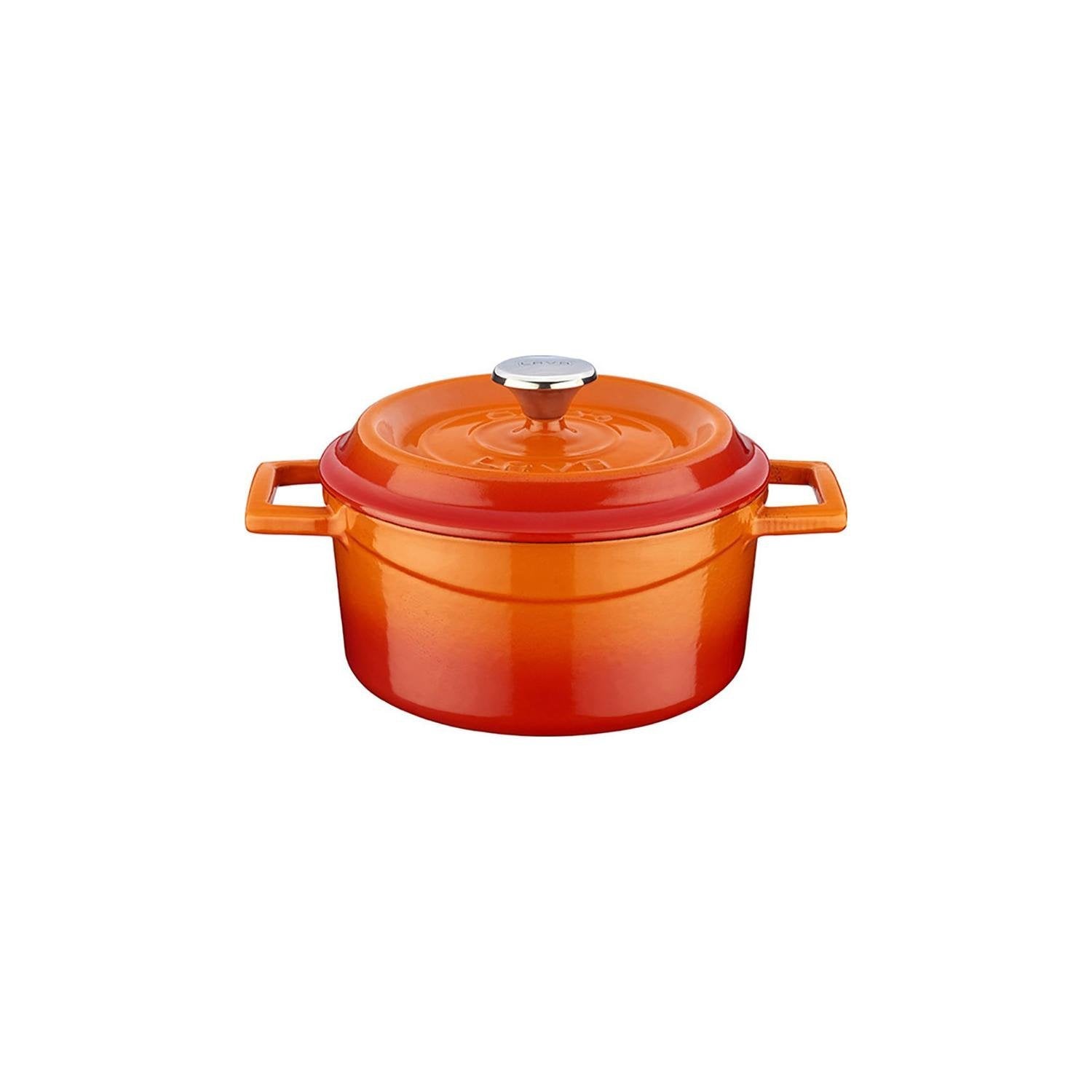Turgla Cast Iron dia.5.5" h:2" 26 oz. Round Orange Cast Iron Dutch Oven