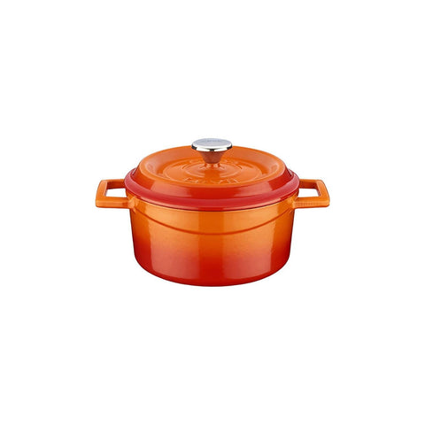 Turgla Cast Iron dia.5.5" h:2" 26 oz. Round Orange Cast Iron Dutch Oven