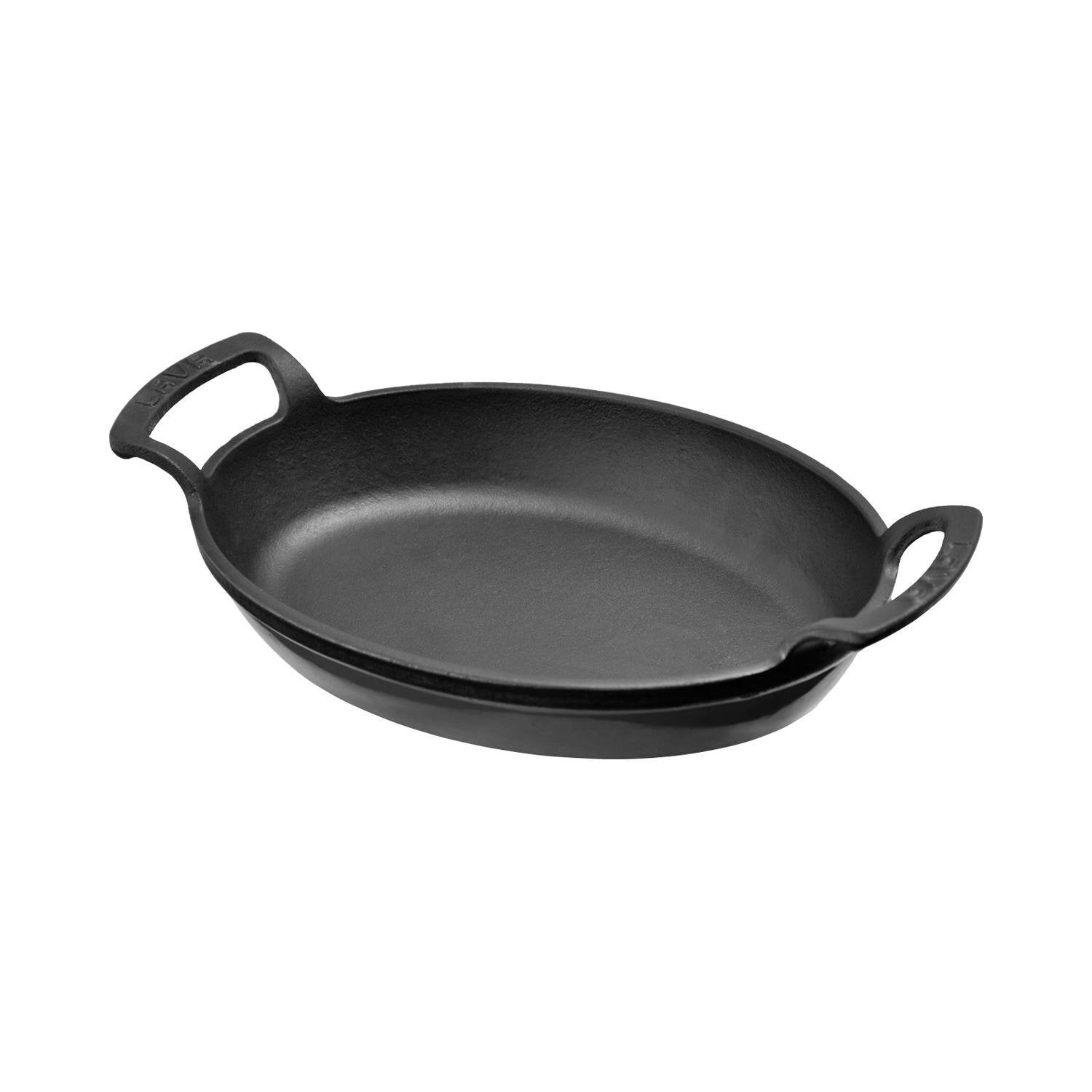 Turgla Cast Iron 9" x 6.75" x h:2.5" Oval Black Cast Iron Pan