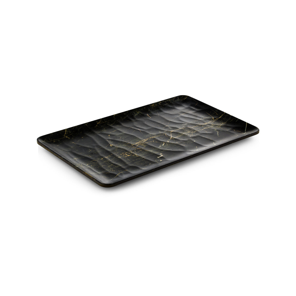 Turgla EcoGrain 12.75" x 7" Rectangular Black Composite Plate (Set of 4)