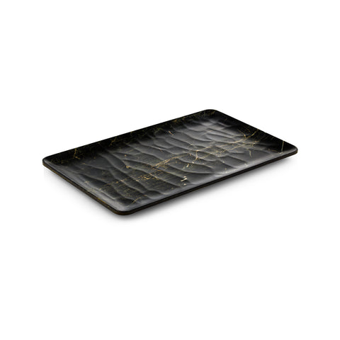 Turgla EcoGrain 12.75" x 7" Rectangular Black Composite Plate (Set of 4)