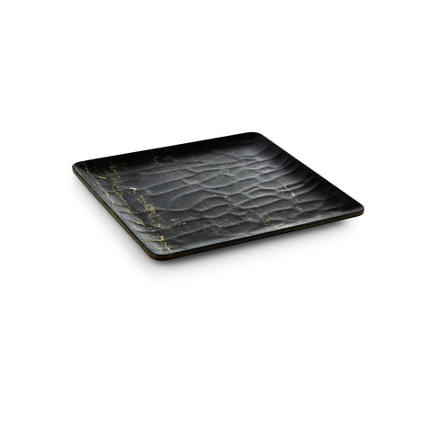 Turgla EcoGrain 8.75" x 8.75" Square Black Composite Plate (Set of 4)