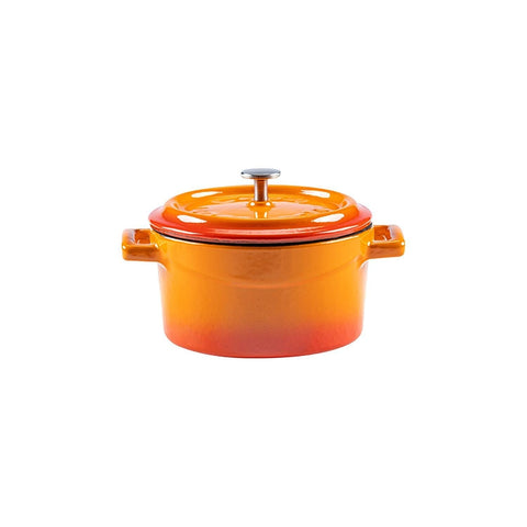 Turgla Cast Iron dia.4" h:2" 13 oz. Round Orange Cast Iron Dutch Oven (1 each)