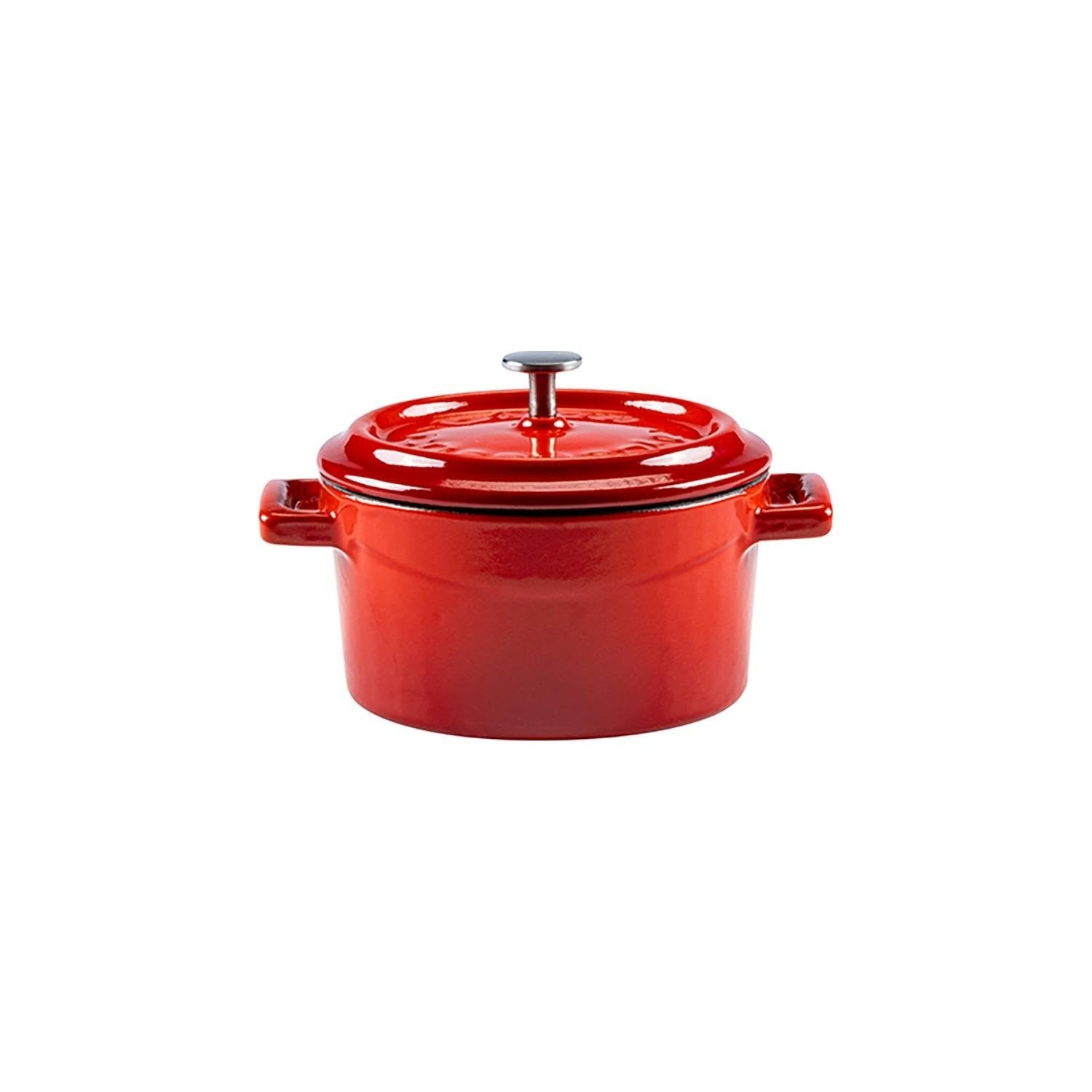 Turgla Cast Iron dia.4" h:2" 13 oz. Round Red Cast Iron Dutch Oven (1 each)