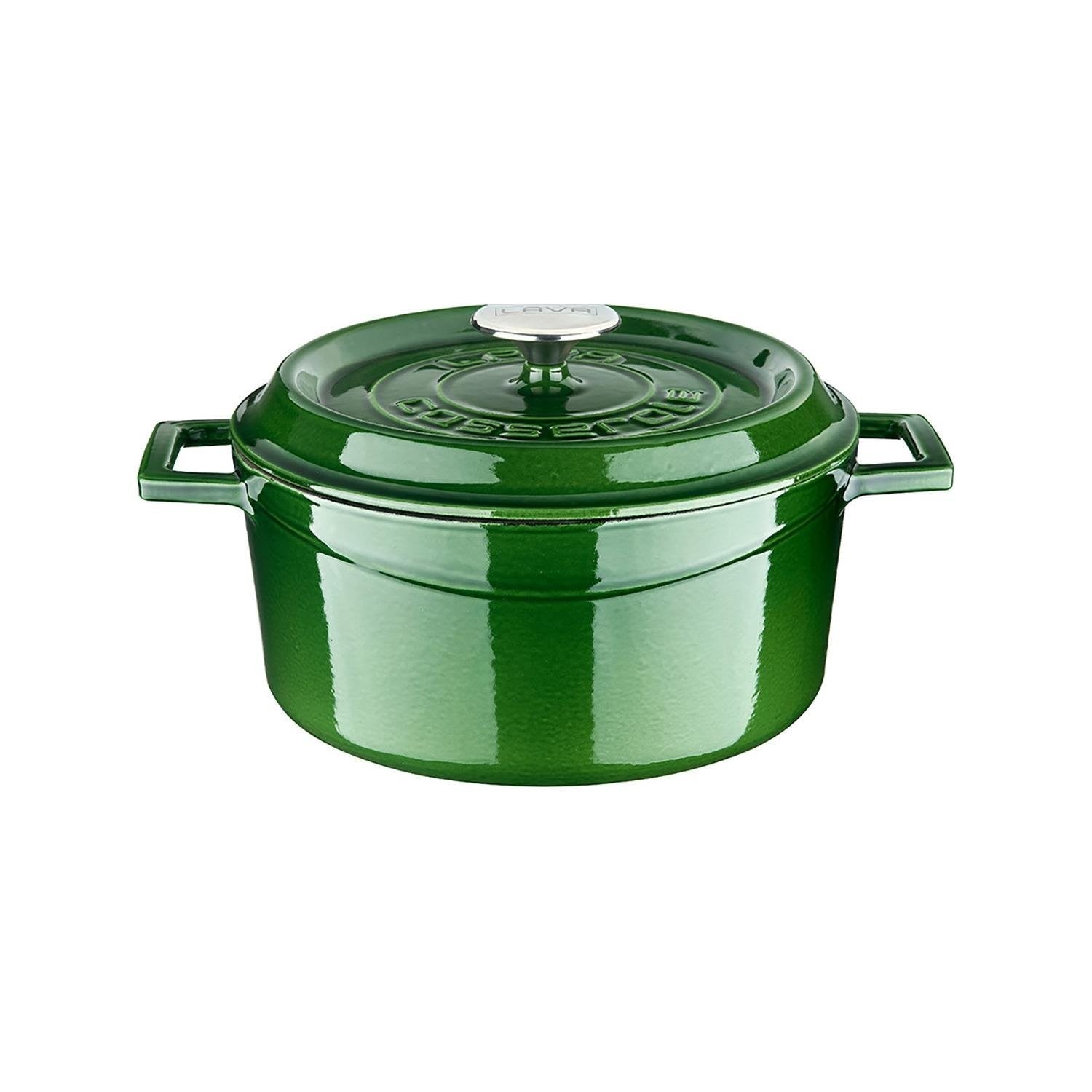 Turgla Cast Iron dia.9.5" h:4" 4.75 qt. Round Green Cast Iron Dutch Oven (1 each)