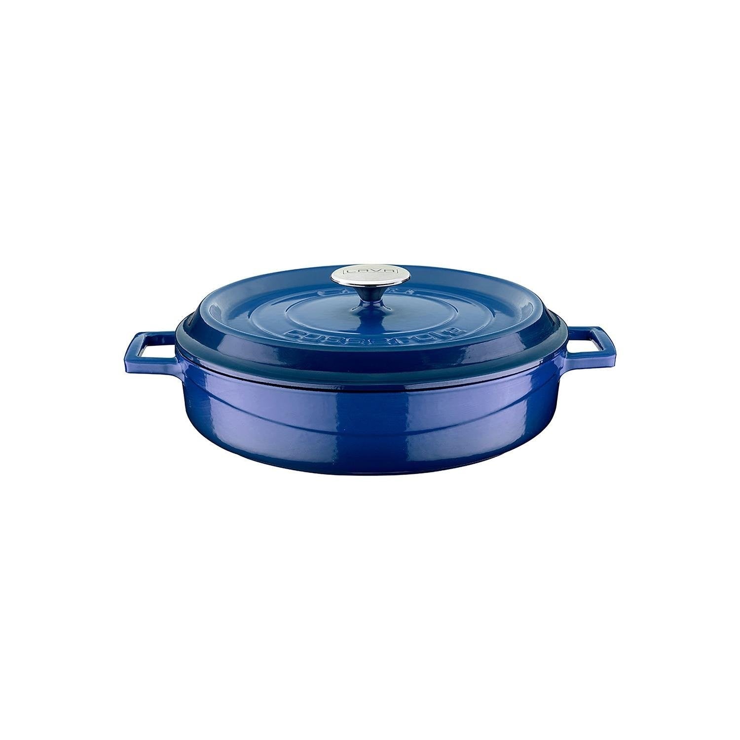 Turgla Cast Iron dia.11" h:2" 3.75 qt. Round Blue Cast Iron Dutch Oven (1 each)