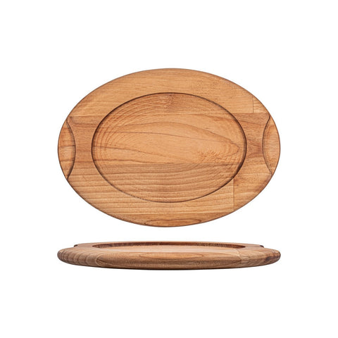 Turgla Wood 11" x 8.25" x h:0.75" Oval Brown Wood Underliner (1 each)