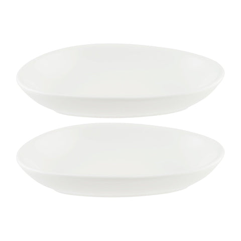 Bonna China Flow 6" x 4" x h:1" Organic Warm White Porcelain Platter (Set of 2)