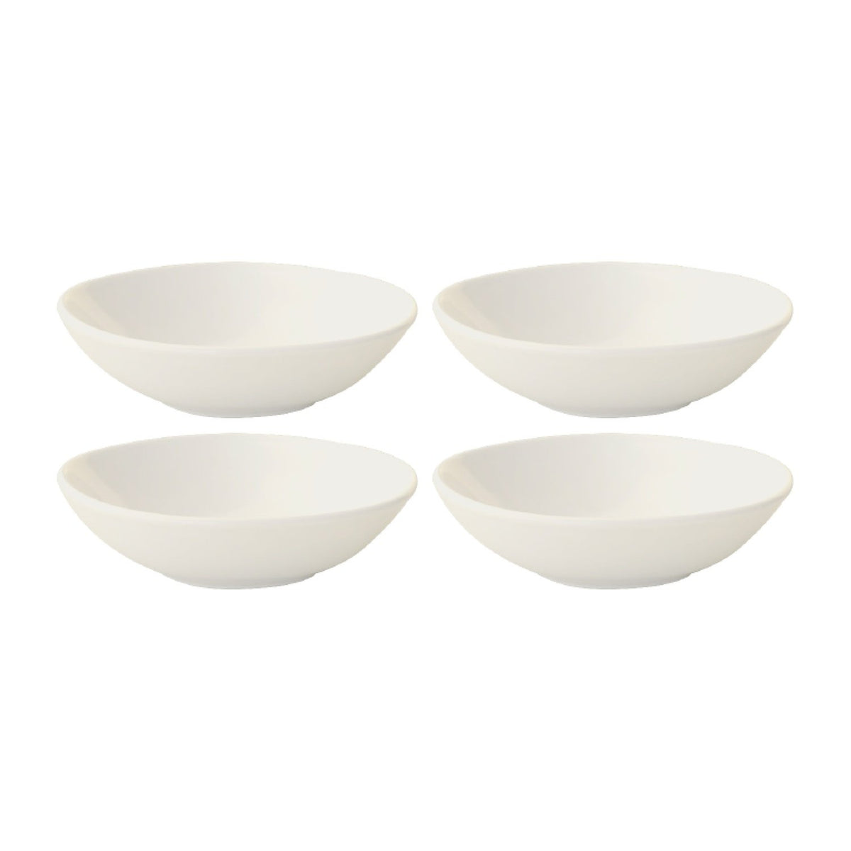 Bonna China Flow 7" x 6.5" x h:2" 17 oz. Organic Warm White Porcelain Bowl (Set of 4)