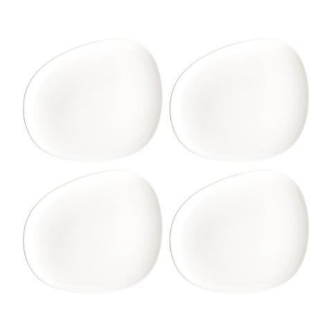Bonna China Flow 9.5" x 7.5"  Organic Warm White Porcelain Plate (Set of 4)