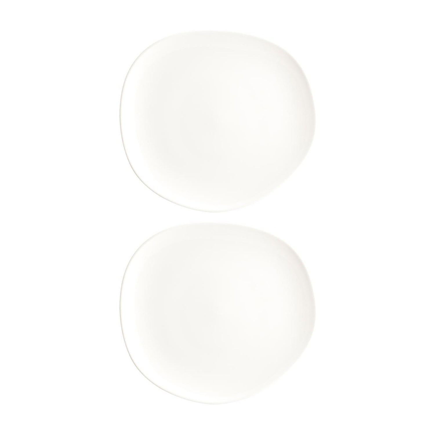 Bonna China Flow 11.5" x 10.5"  Organic Warm White Porcelain Plate (Set of 2)