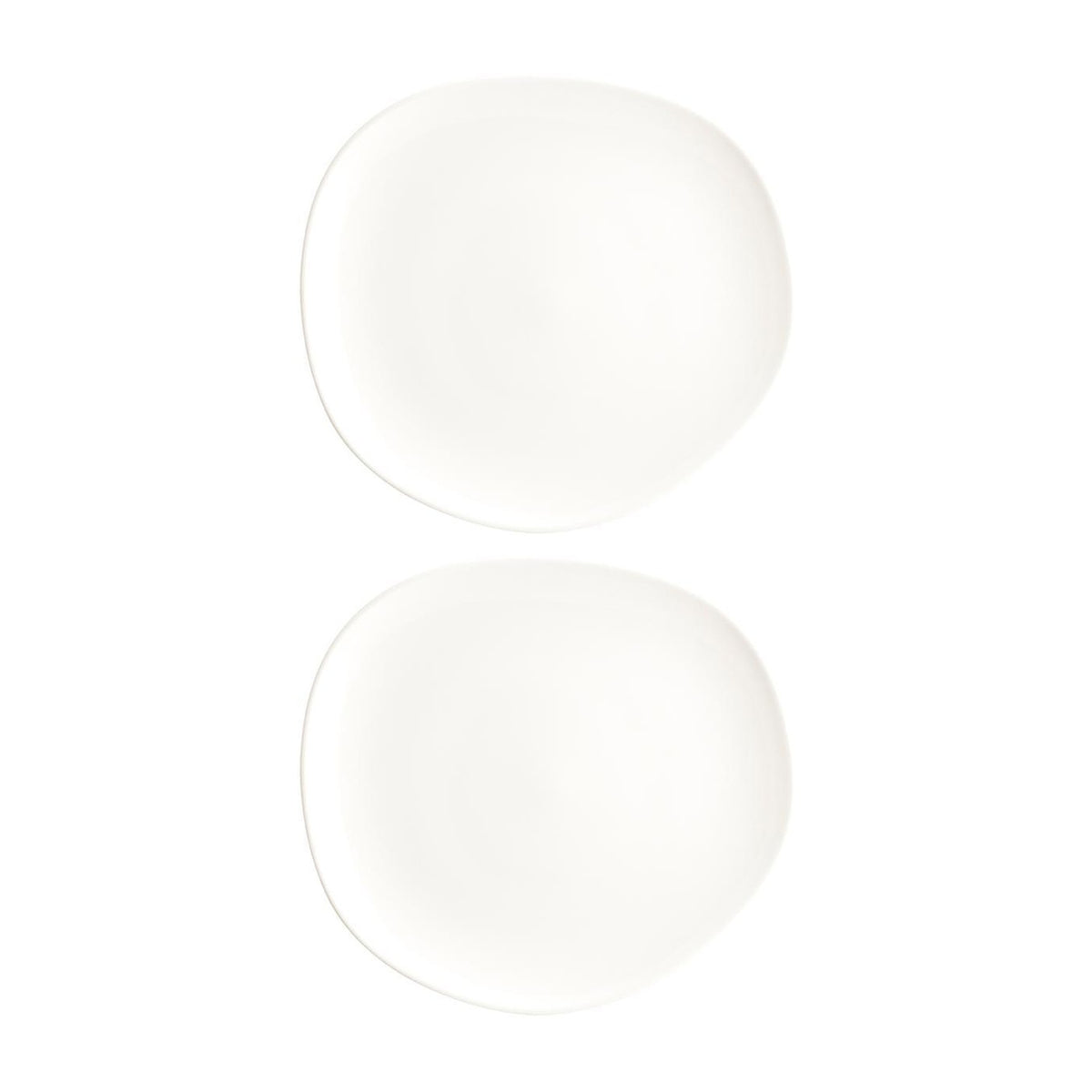 Bonna China Flow 11.5" x 10.5"  Organic Warm White Porcelain Plate (Set of 2)