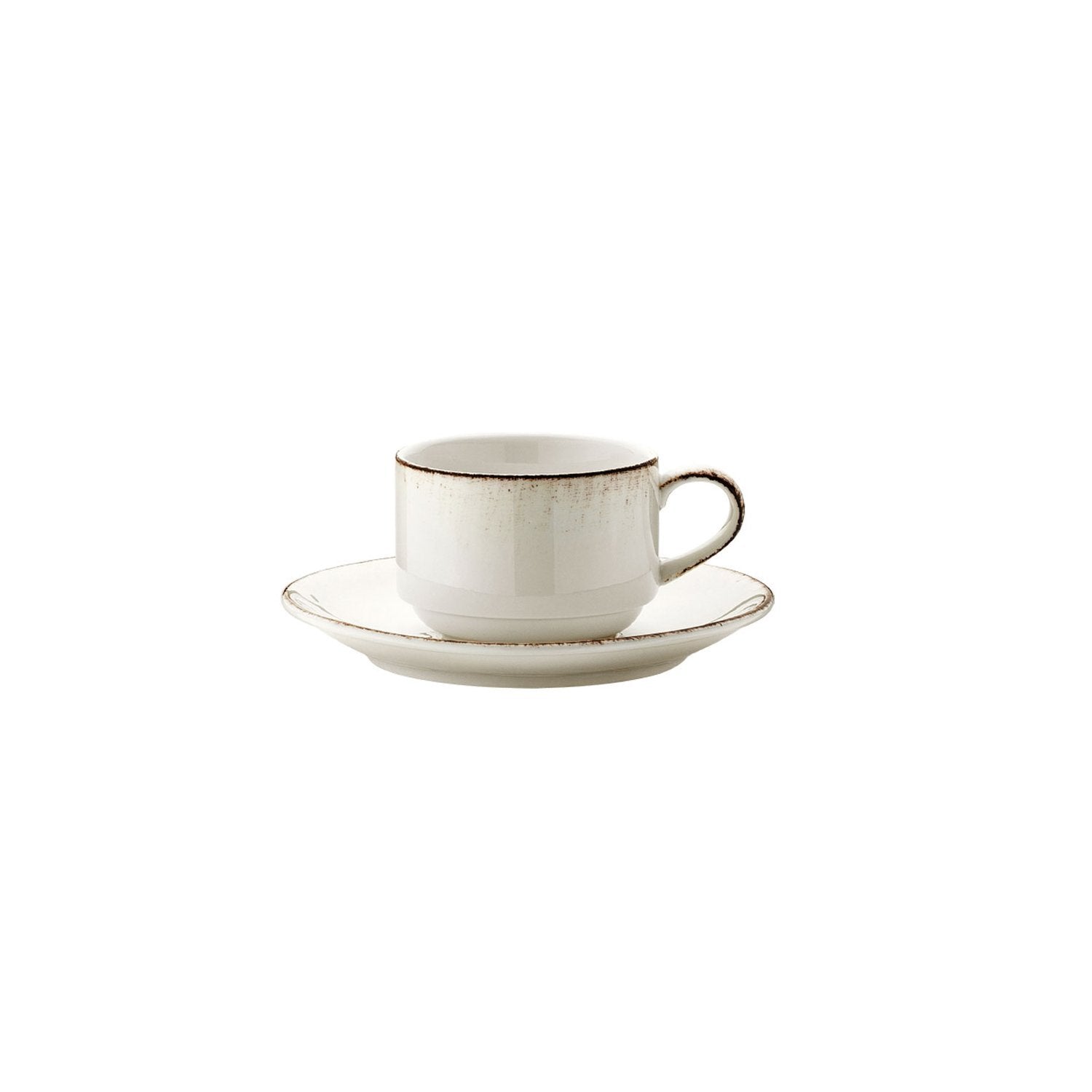 Retro Stacking 3 oz. Espresso Cup+Saucer Set for 2