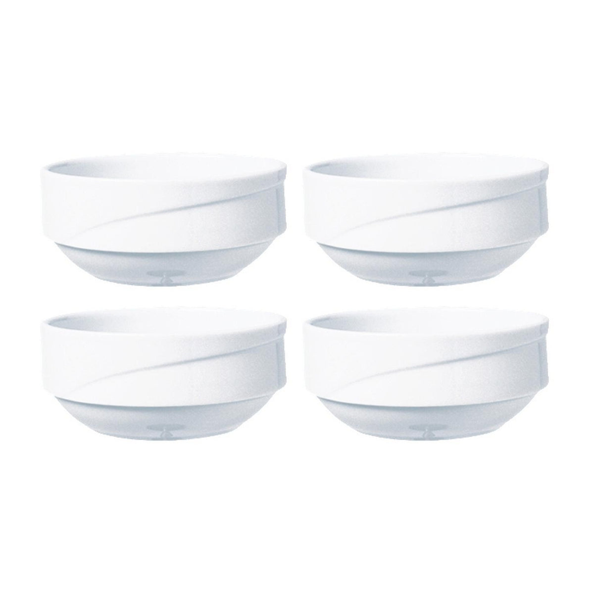 Porcelain X-tanbul dia.4" h:1.75" 8 oz. Round White Porcelain Bowl (Set of 4)