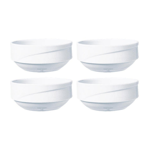 Porcelain X-tanbul dia.4" h:1.75" 8 oz. Round White Porcelain Bowl (Set of 4)