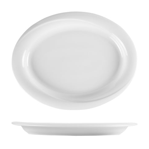 Porcelain X-tanbul 15.25" x 12" x h:1.5" Oval White Porcelain Platter