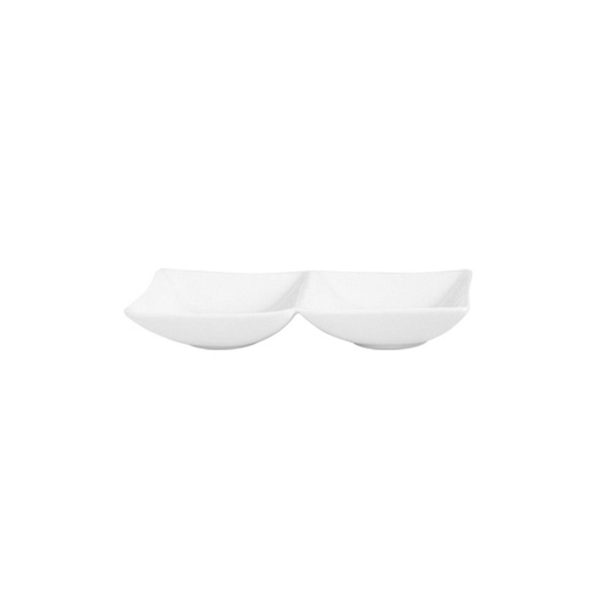 Hong Kong 6.5" x 3.25" Rectangular White Porcelain Sectional Plate (Set of 4)